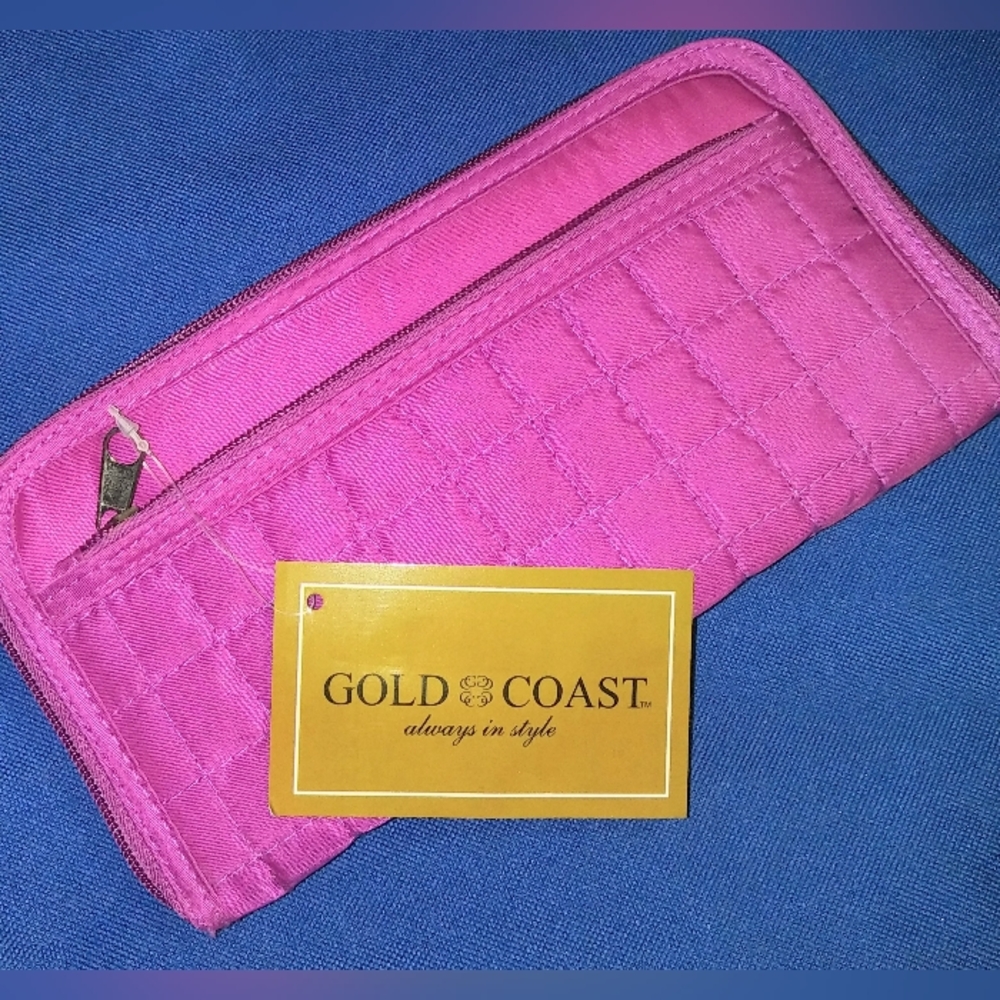 "Gold Coast" Women's Hot Pink Accordion Clutch Wallet
